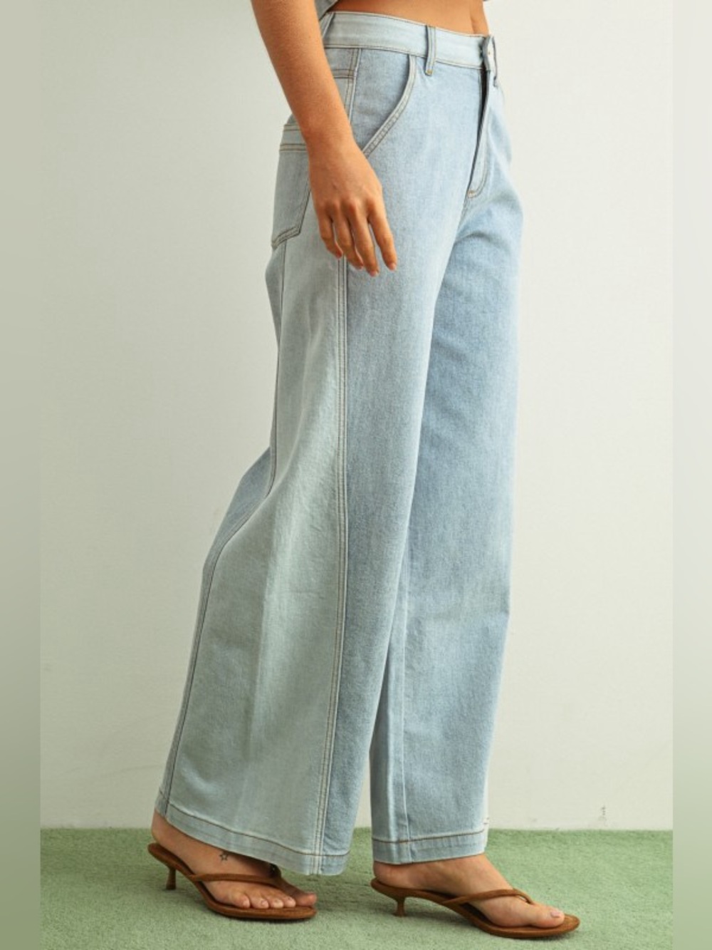 Color Block Wide Leg  Pants